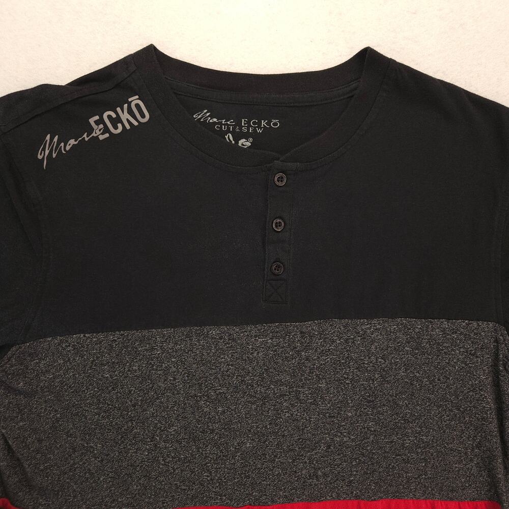 Ecko Unltd Crew Neck Casual Long Sleeve T Shirt Mens Size Large L Black Red